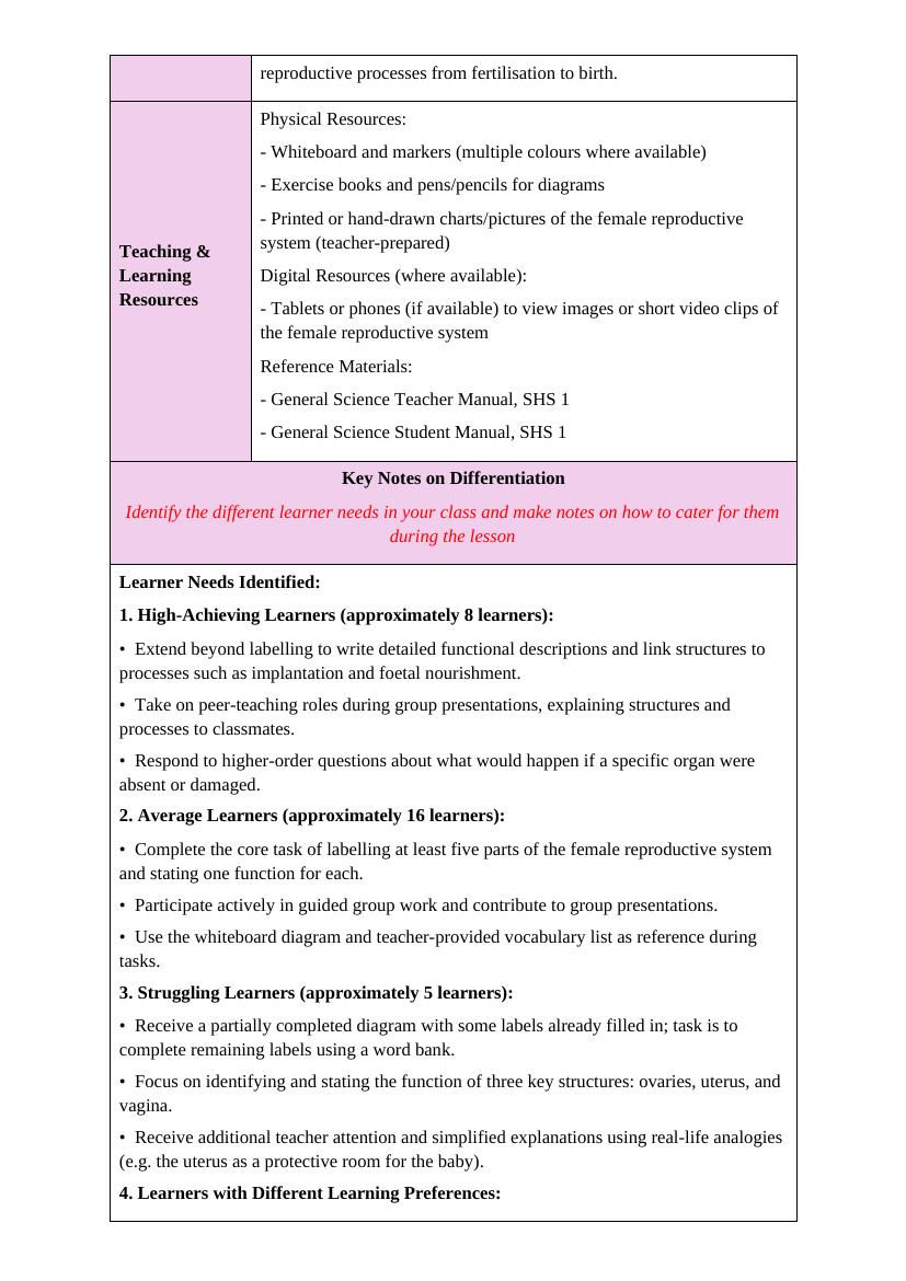 Sample lesson plan page 2